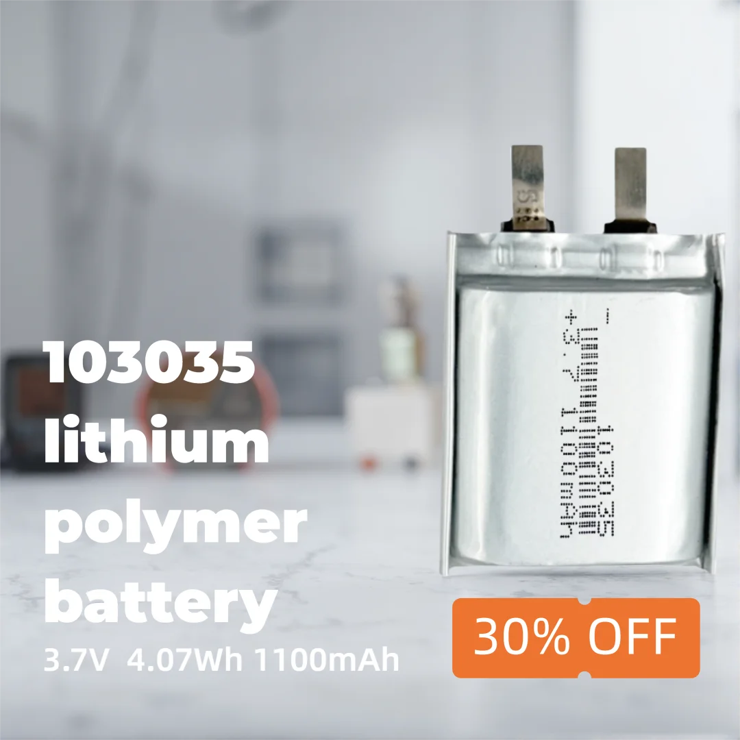 

103035 Li Polymer Battery 3.7V 1100mAh Rechargeable JST Connector Compatible for Portable Audio Smart Home Electronics