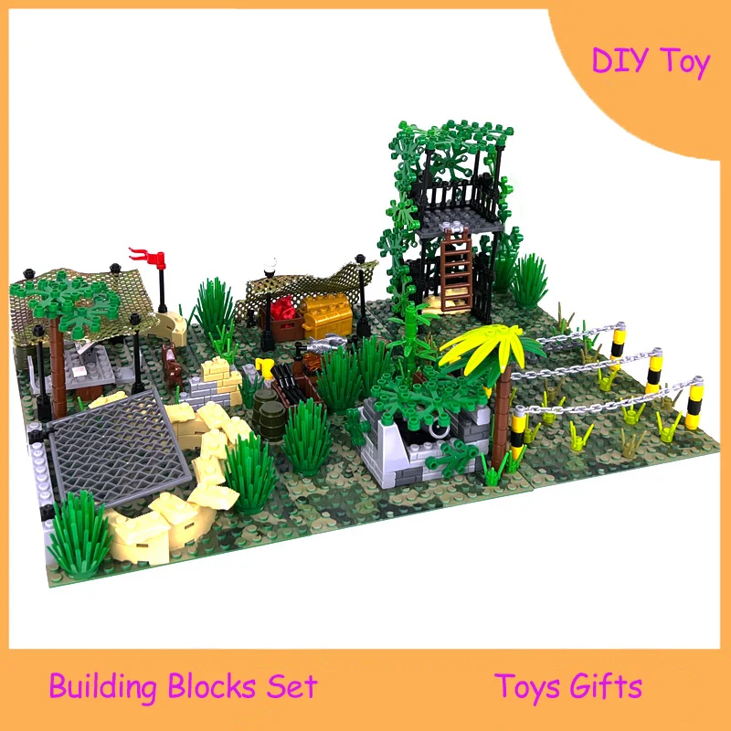 

MOC Military Jungle Scene Building Blocks Toy Command Camp, Cannon, Watchtower DIY Assembly Bricks Set Toys Gifts Birthday Gifts