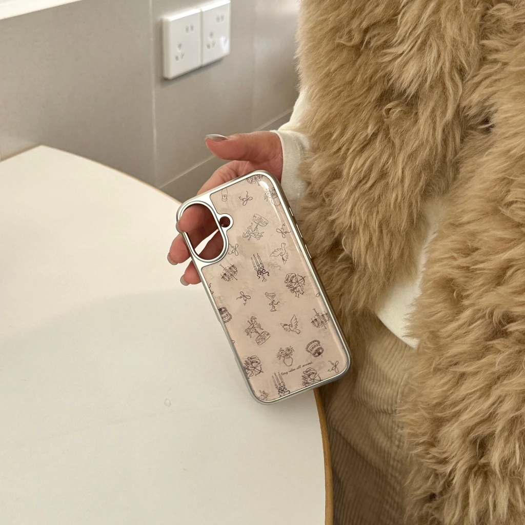 الرجعية المحكمة نمط الشمعدان تاج هزاز الحصان كيوبيد الملاك مع حامل غطاء الهاتف القضية آيفون 17 16 15 14 برو ماكس #6