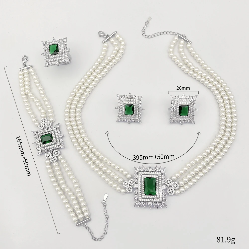 

Вечерний комплект украшений Falair с искусственным жемчугом для женщин: позолоченные браслет, кольцо, ожерелье и серьги с кубическим цирконием