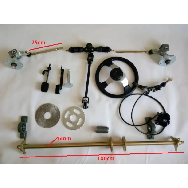 

GO KART KARTING Buggy UTV 5 Inch Wheel 1M Rear Axle Steering Tie Rod Steering Wheel Seat Gear Rack Pinion ATV Swingarms
