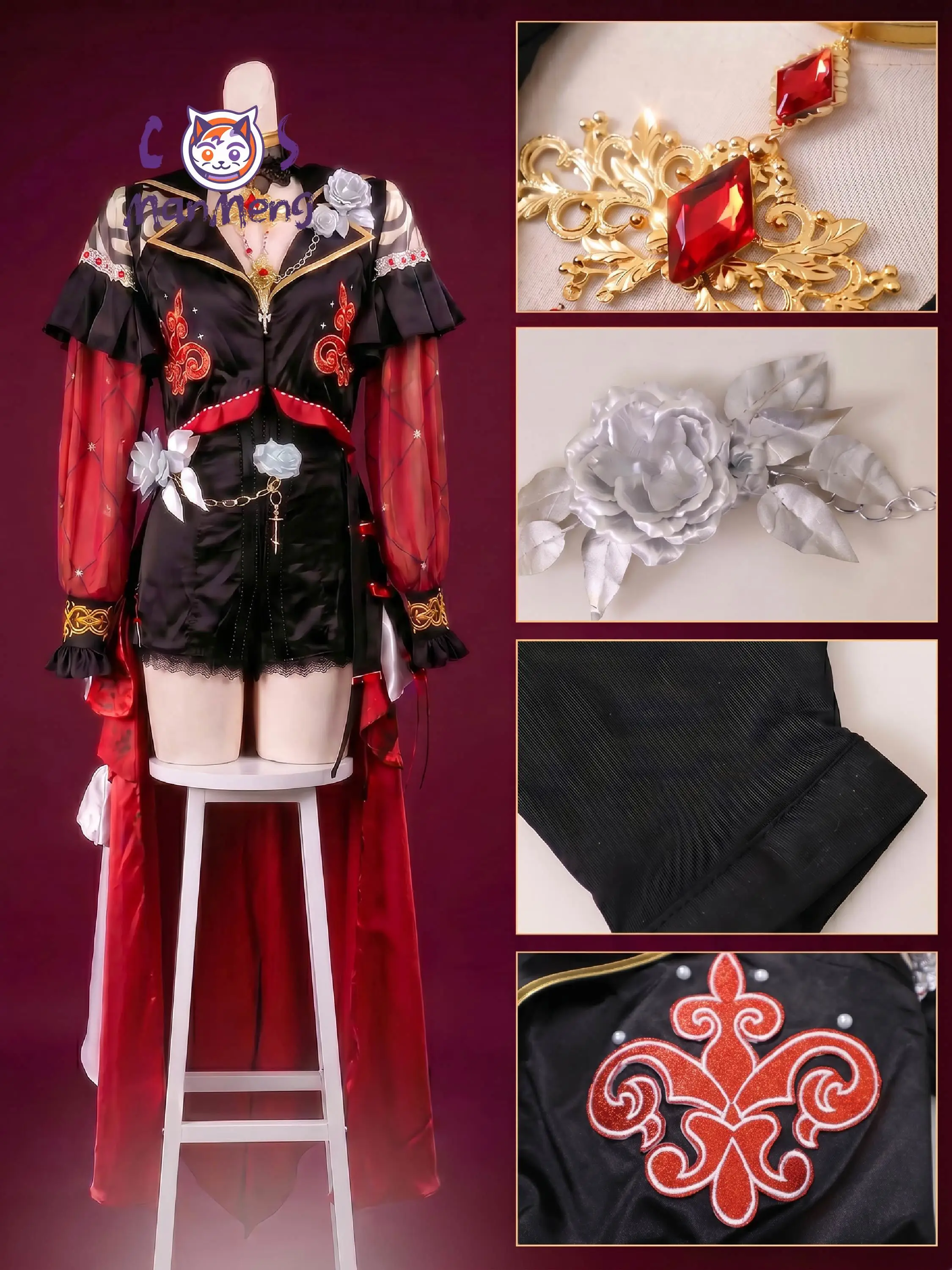 Costume de cosplay Edmond Nu Carnival, tenue d'obsesseur dévoué, costume de personnage de jeu, costume de personnage de bande dessinée, pour homme et femme, pour Halloween, fête à thème, style gothique