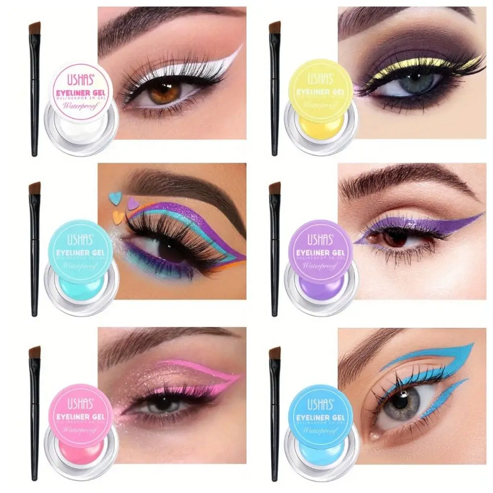 Crema delineadora de Ojos de 6 colores, Gel impermeable de larga duración, de textura cremosa delineador de ojos, pigmentos de alta intensidad