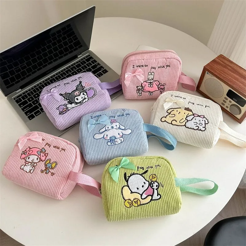 Kuromi My Melody Anime Kawaii MINISO Ins bolsa de almacenamiento lindo Pochacco bolso de dibujos animados bolso de gran capacidad bolsa para llaves regalos Juguetes