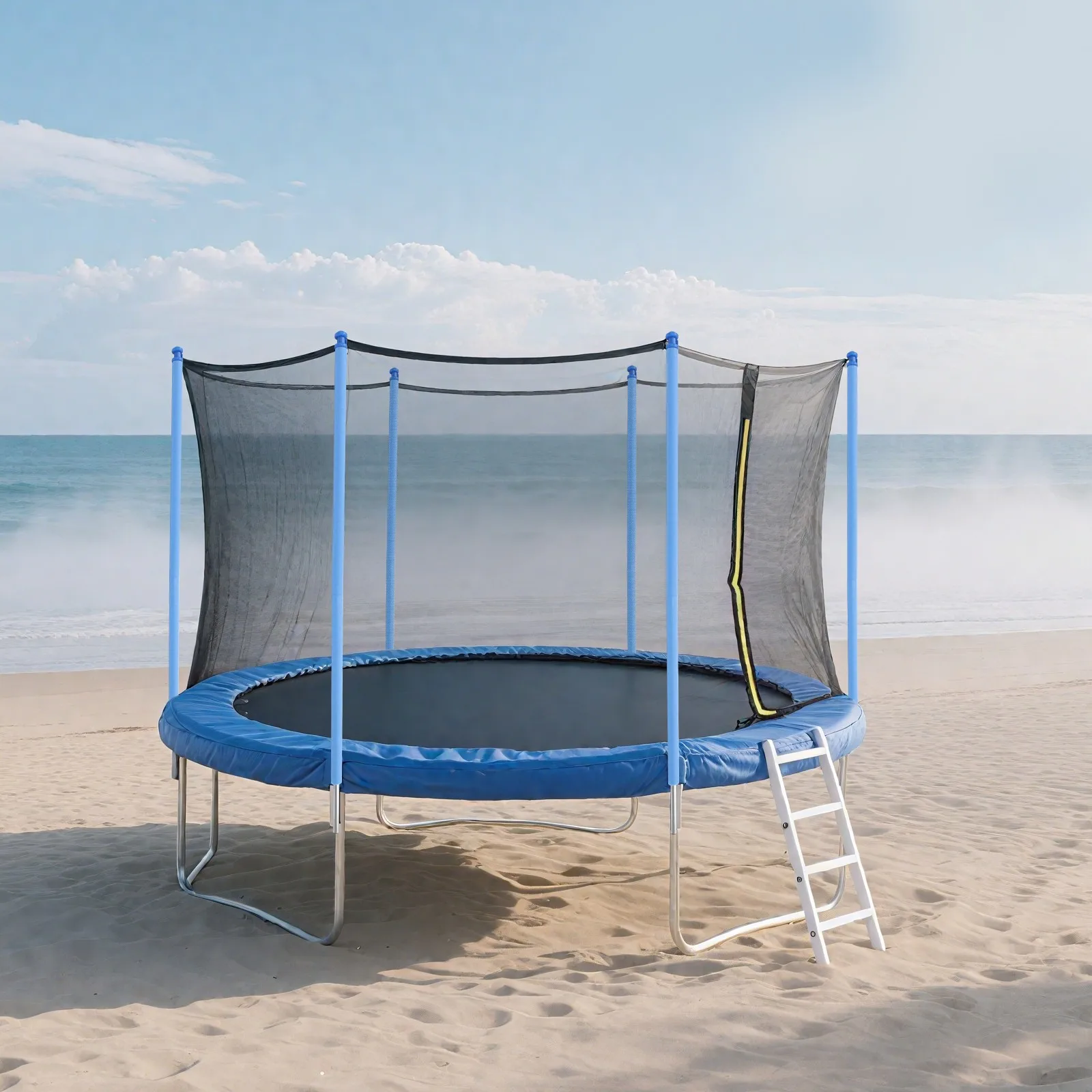 

6 Thick Galvanized Steel Pipes Covered with Blue Foam Outdoor Product Support for All 6-bar Trampolines