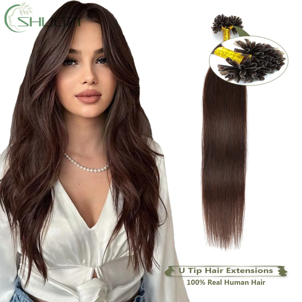 

U Tip Hair Extensions Human Hair Darkest Brown 22 Inch Nail Tip Hot Fusion Hair Extensions Real Human Hair U Tip Hair Extensions