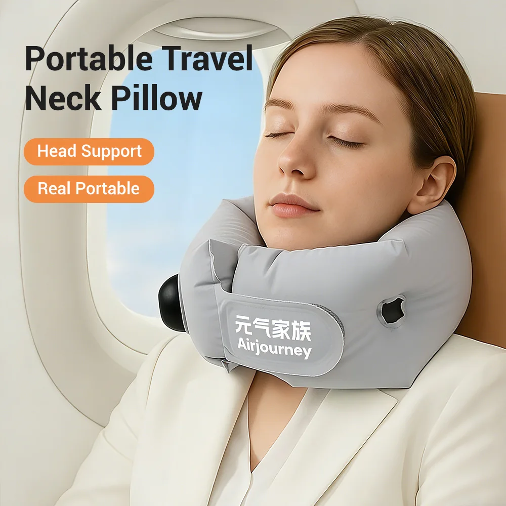1pc Inflatable Neck Pillow, Suitable for Travel, Office, and Lunch Break – Portable and Deflated Design for Long-Distance Cyclis