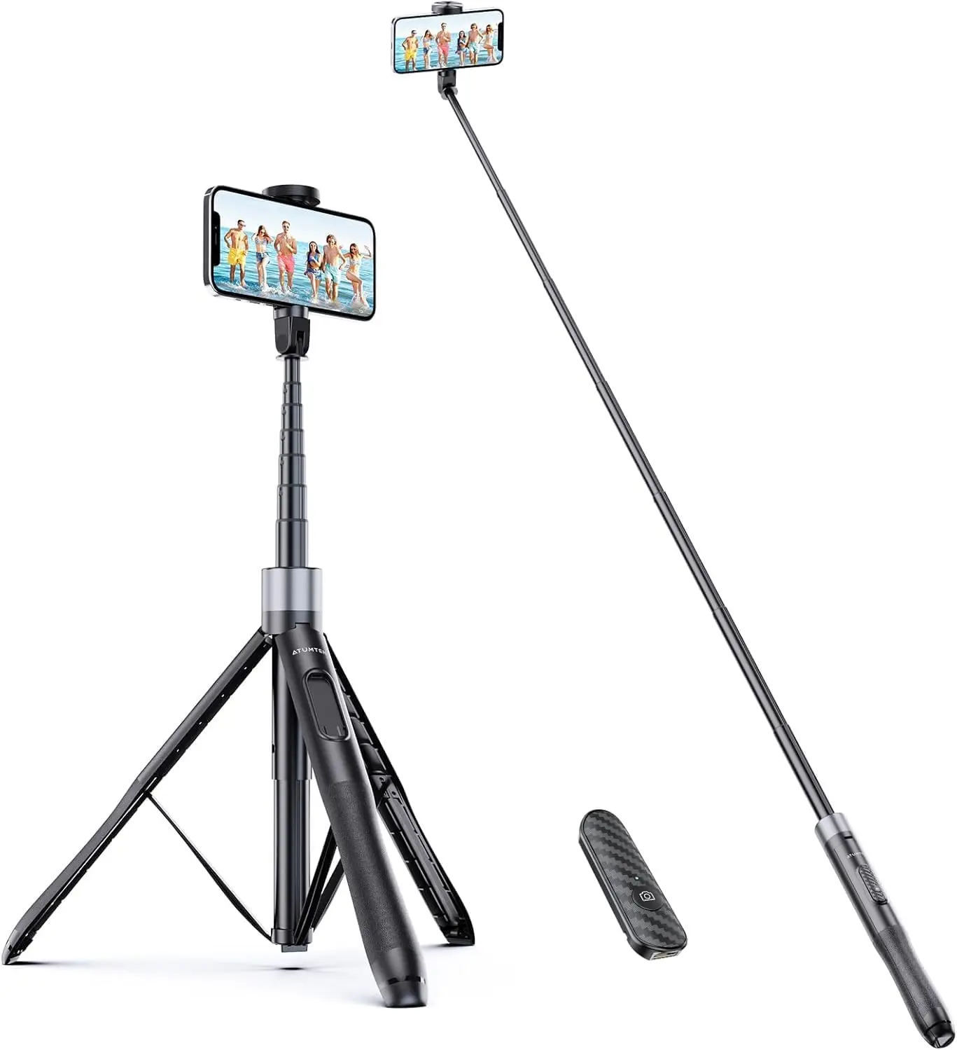 

All in One Extendable Phone Tripod Stand with Bluetooth Remote 360°Rotation for iPhone and Android Phone Selfies,Video Recording