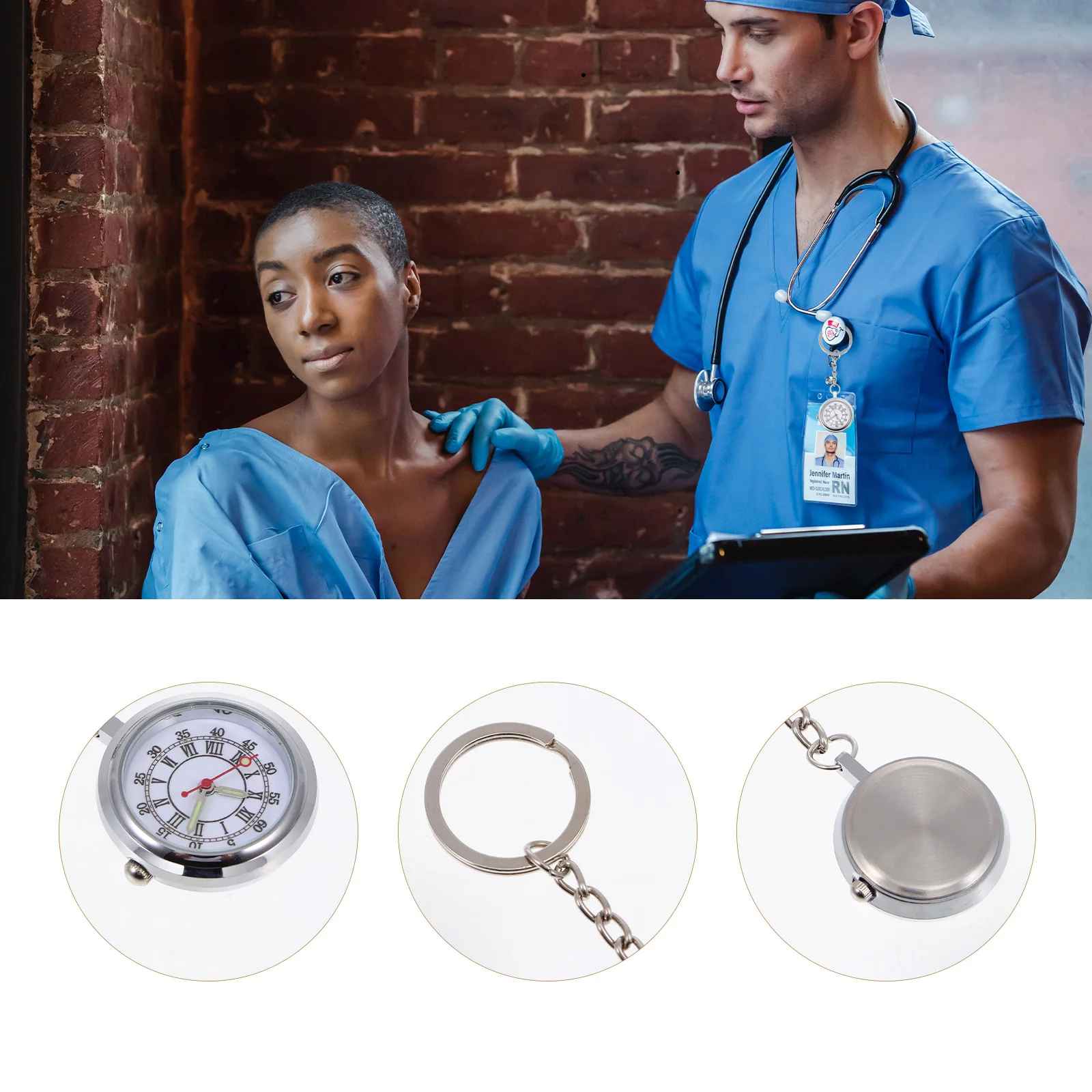 

Pocket Keychain Nurse Watch Hanging Pendant Student Watch Vintage Medical Quartz Alloy Chain Durable Gift Hospital Workers