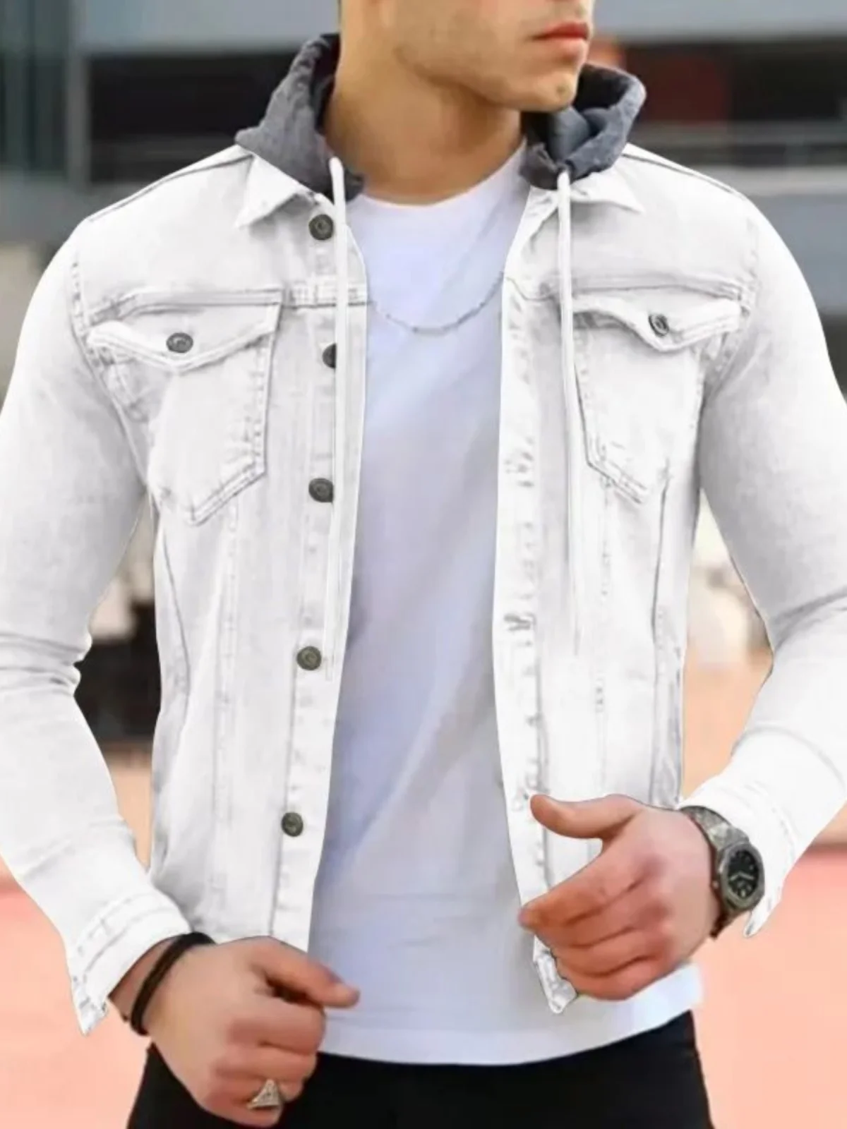 

Модная зимняя джинсовая куртка для мужчин: повседневная, с капюшоном, осенняя, стандартного кроя, молодежная, с длинным рукавом, укороченная модель для мужчин среднего возраста