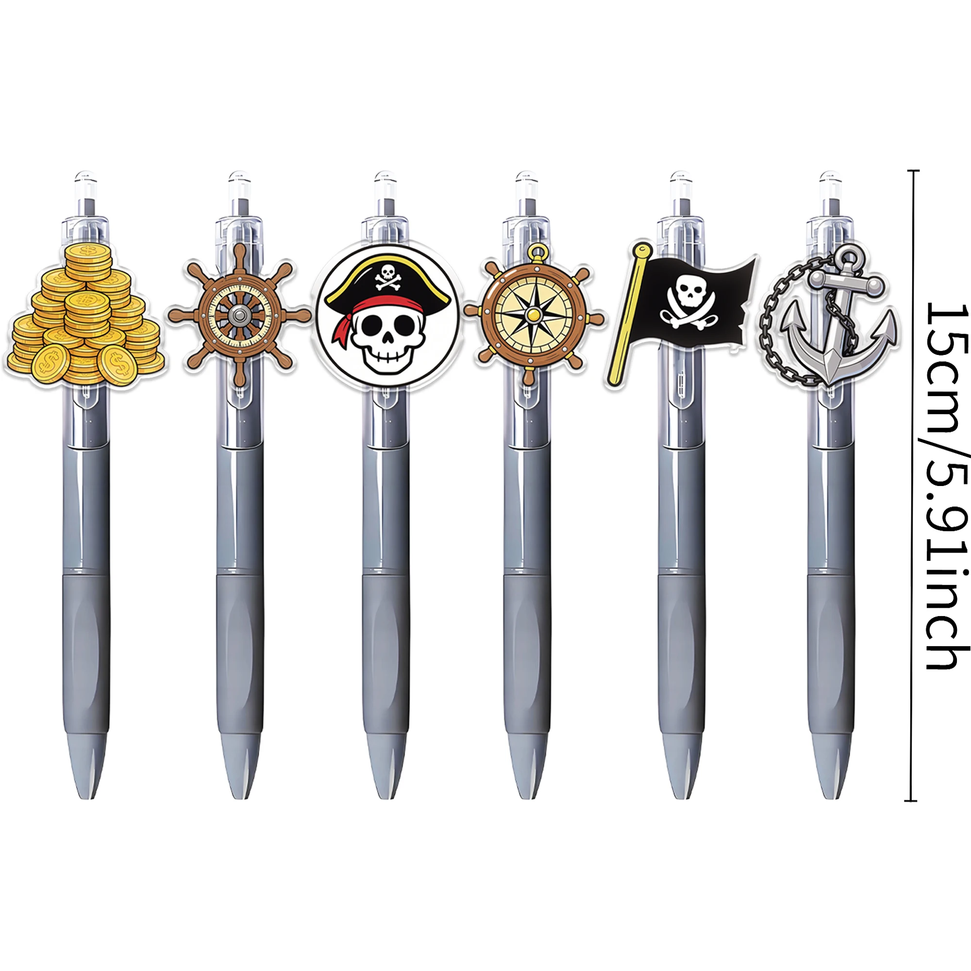 16PCS Pirate Treasure Hunt theme Press the ballpoint pen sailing enthusiasts gift Pen random pattern