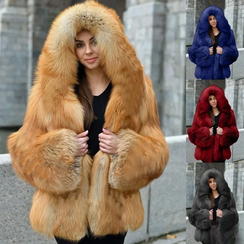 여성 출퇴근용 밍크 퍼 코트 따뜻한 여성 겨울 에코 퍼 재킷 솔리드 롱 헤어 포켓 숏 인조 퍼 아우터