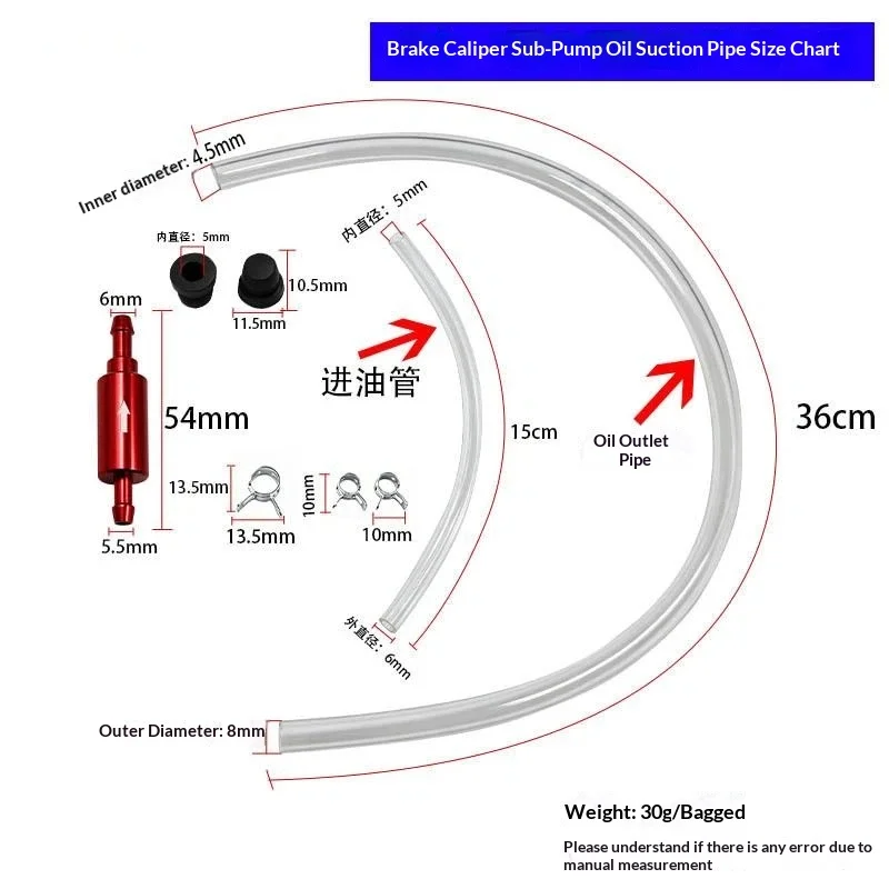 Brake Caliper Fluid Bleeder Hose Kit User-Friendly Clear Tube Quick Fitting for Car Beginner DIY Repair Use