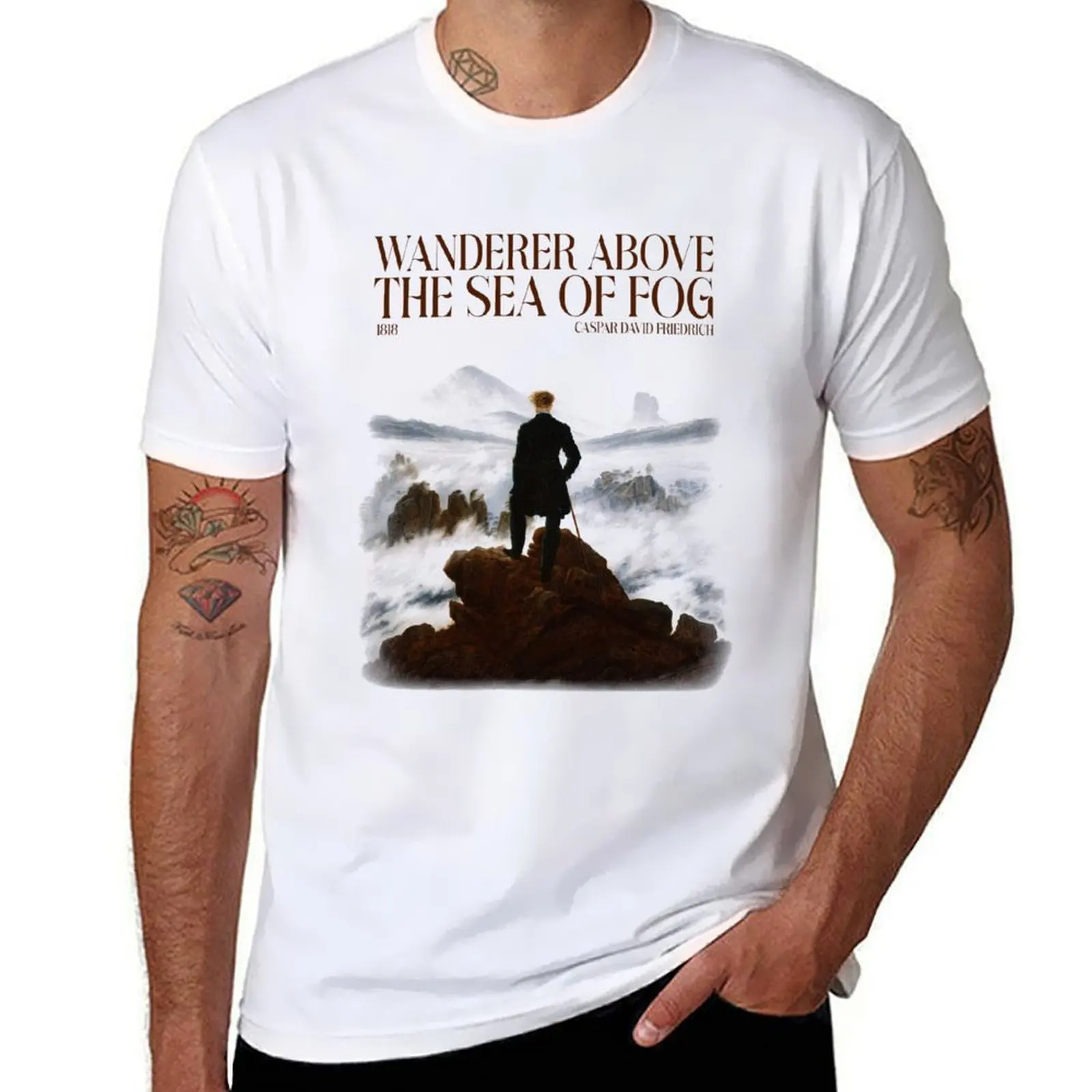 

Wanderer Above The Sea Of Fog - Caspar David Friedrich T-Shirt printed t shirts for man cotton tshirt 100% T-Shirt