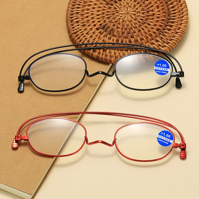 

Anti Blue Llight Blocking Paper Reading Glasses Ultra Thin Metal Portable Folding Fashion Presbyopic Eyewear For The Elderly