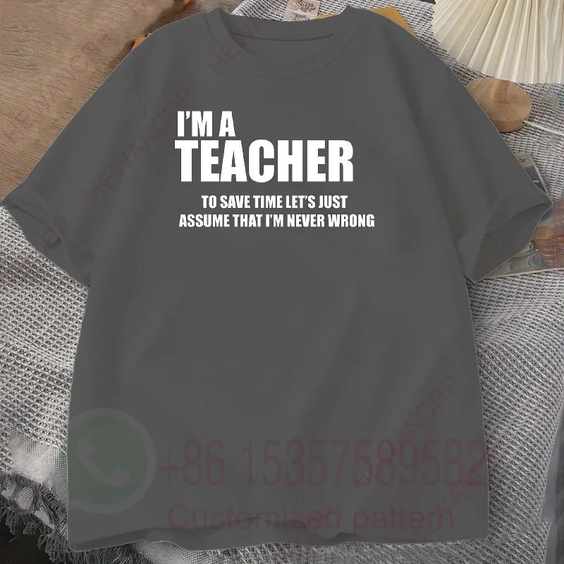 مضحك المعلم الرجال القطن تي شيرت Vintage س الرقبة قصيرة الأكمام المحملة الرجال للجنسين عادية المتضخم بلايز الشارع الشهير القمم