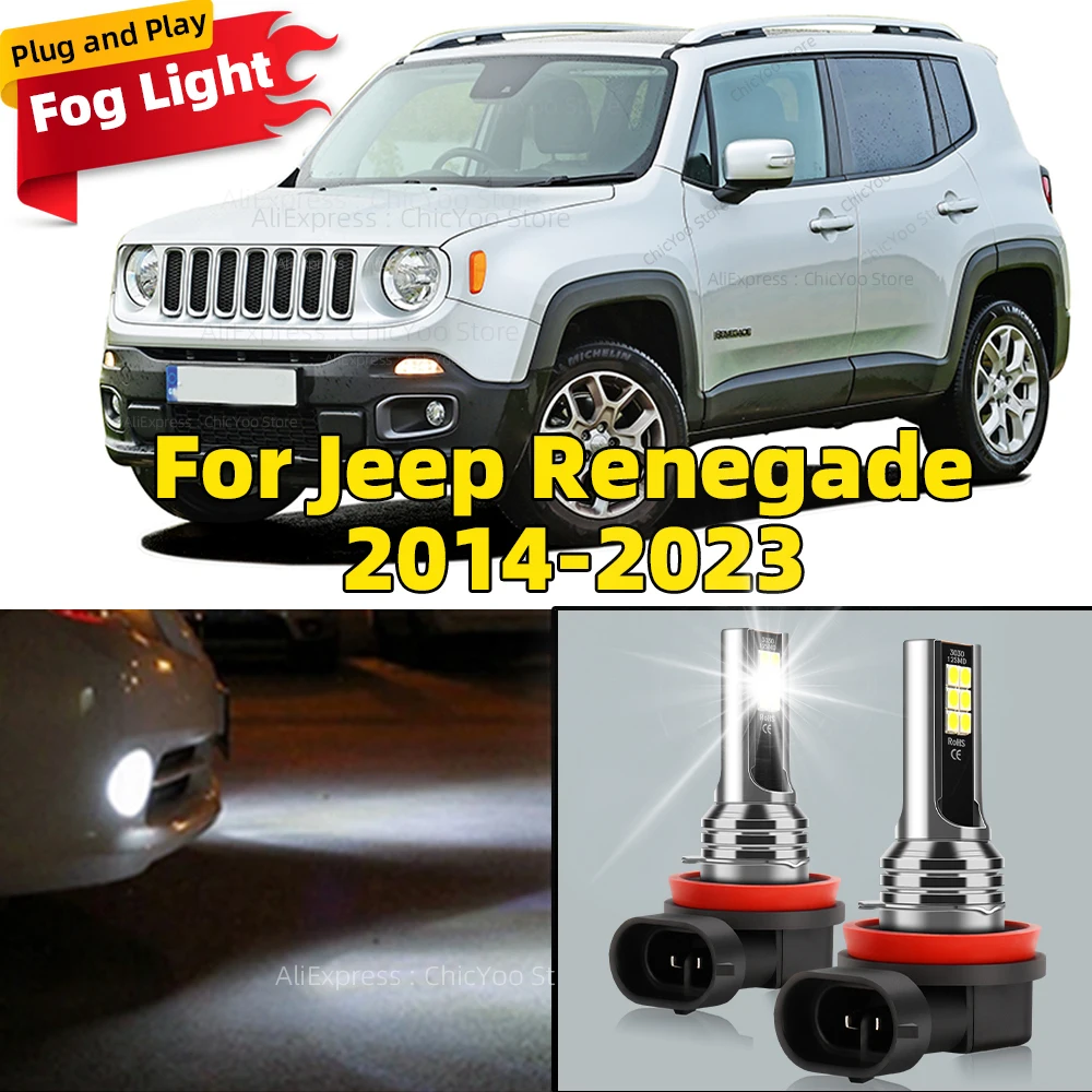 

2Pcs 6000K LED Lamp Car Front Fog Light H8 H9 H11 Accessories For Jeep Renegade 2014 2015 2016 2017 2018 2019 2020 2021 20222023