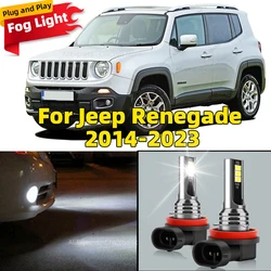 2Pcs 6000K LED Lamp Car Front Fog Light H8 H9 H11 Accessories For Jeep Renegade 2014 2015 2016 2017 2018 2019 2020 2021 20222023