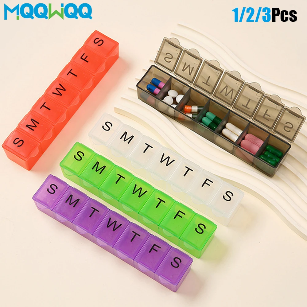 

1/2/3PCS Weekly Pill Organizer for Travel,7 Day Pill Box,Big Compartments Pill Case, Medication Dispenser for Fish Oils, Vitamin
