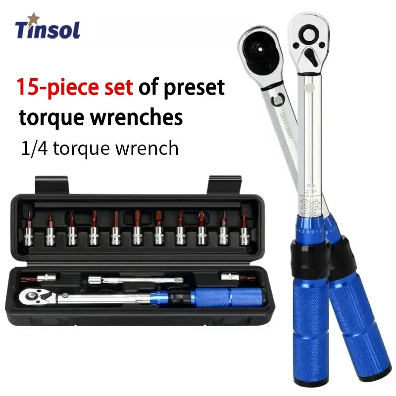 

TINSOL набор динамометрических ключей из 15 предметов 1/4 "2-24 Нм двунаправленный велосипедный шестигранный ключ инструмент профессиональные инструменты для обслуживания и ремонта