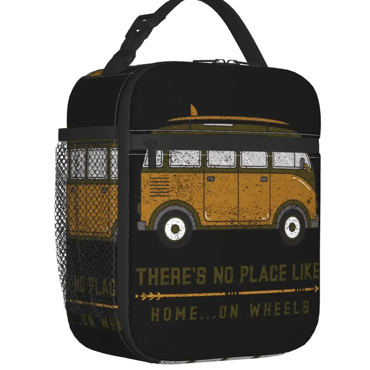 Adventure Camper Happy Camp Insulated Lunch Bag Women Portable Cartoon RV Van Life Cooler Thermal Bento Box Kids School Children