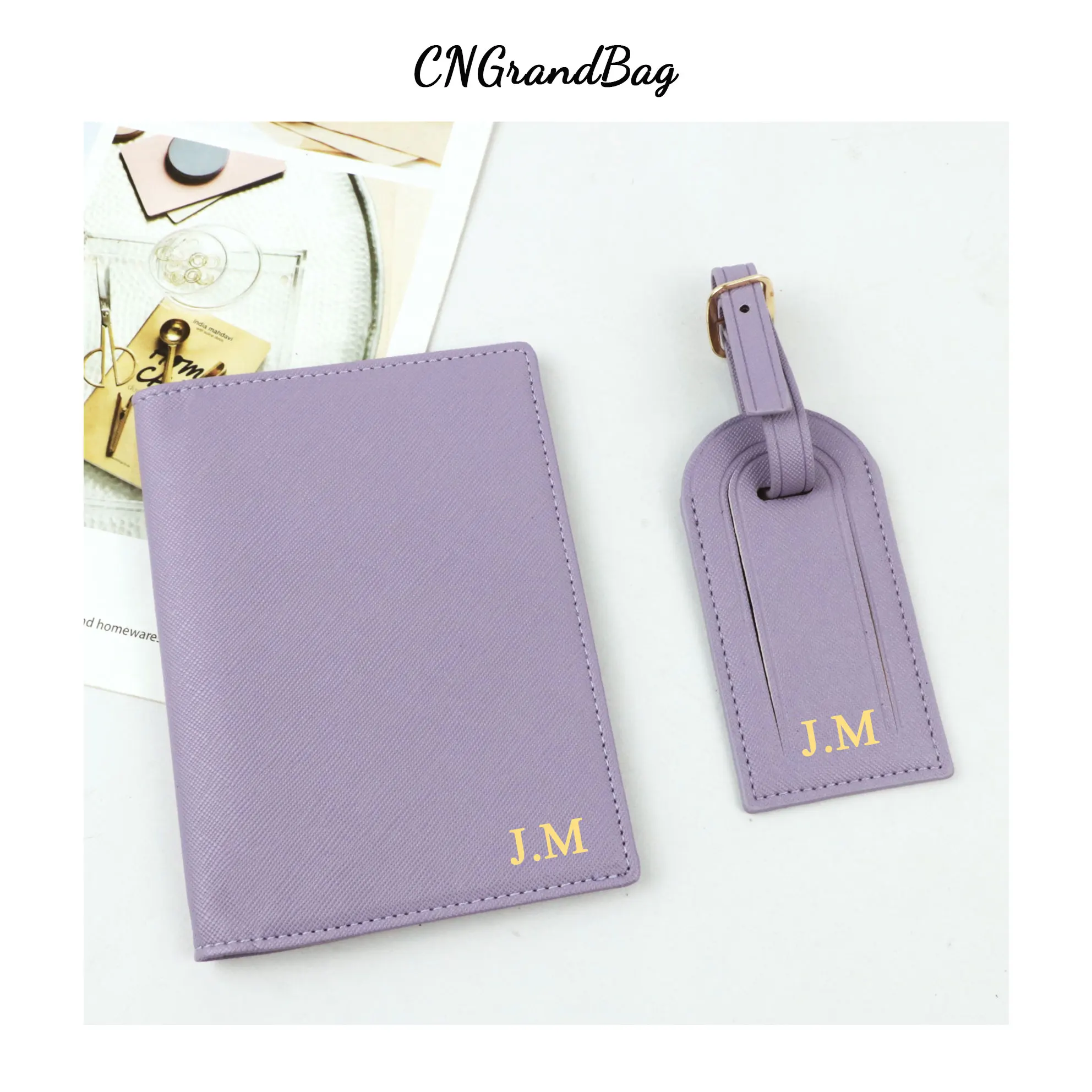 

Custom Name Saffiano PU Leather Passport Cover Luggage Tags Passport Holder Travel Suitcase Tag Travel Accessories Boarding