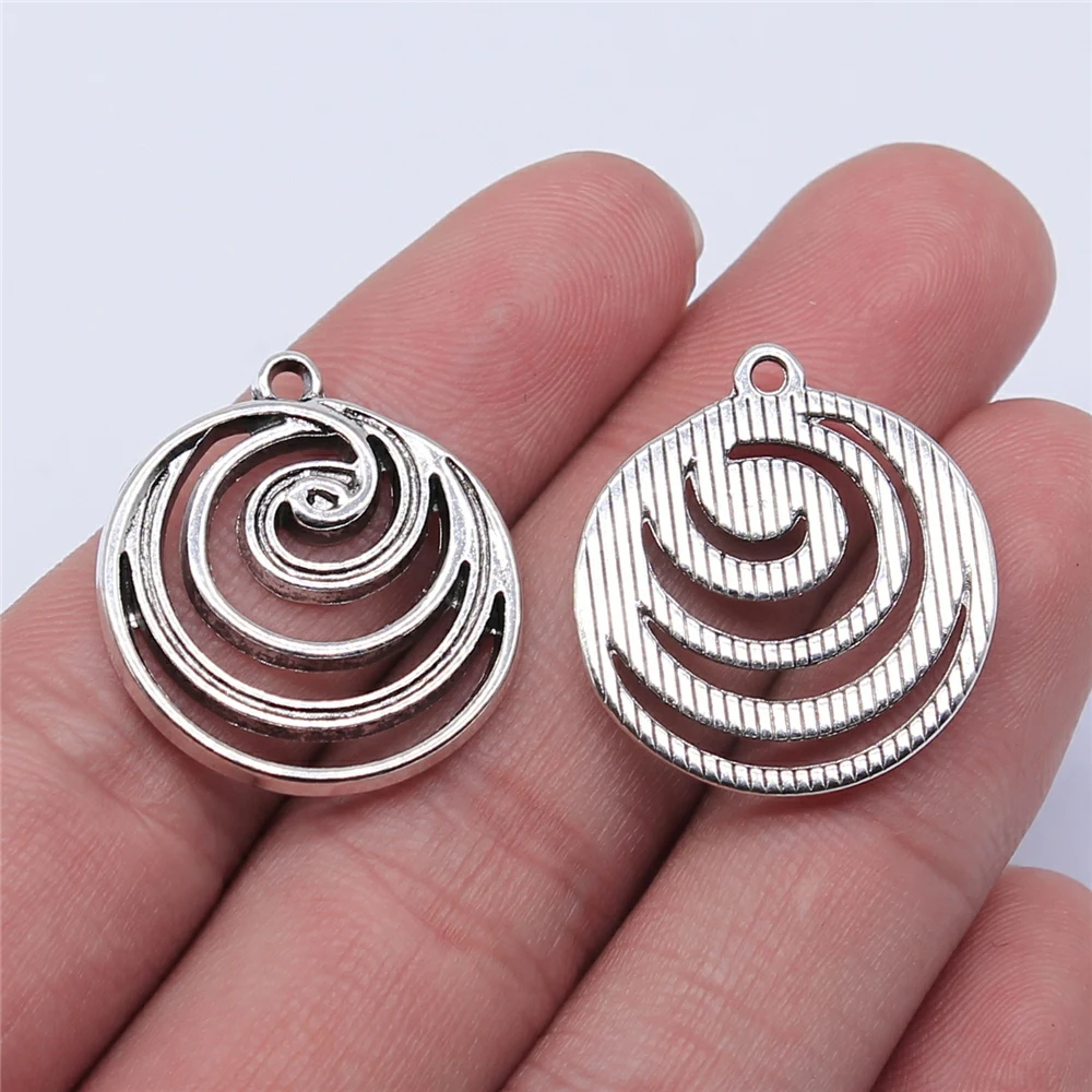 10pcs 23x22mm Whirlpool Pendant Charms Antique Silver Color For DIY Jewelry Making Zinc Alloy Jewelry Findings