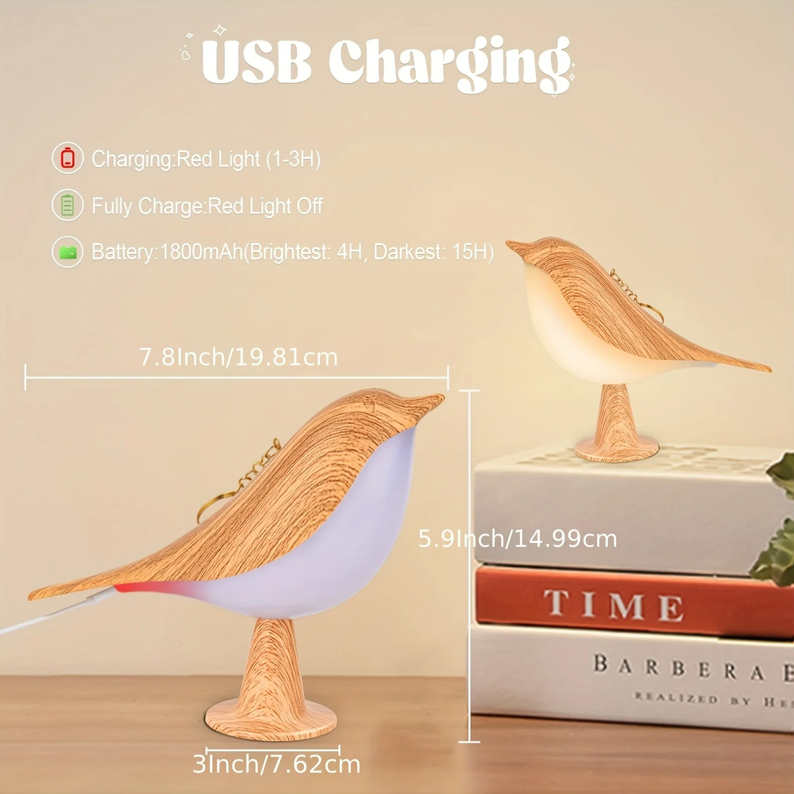 Rechargeable Book Reading Lamp USB Night Light 3 Colors Touch Sensor Portable Eye Protection Nursery Lamp Aromatherapy Lighting