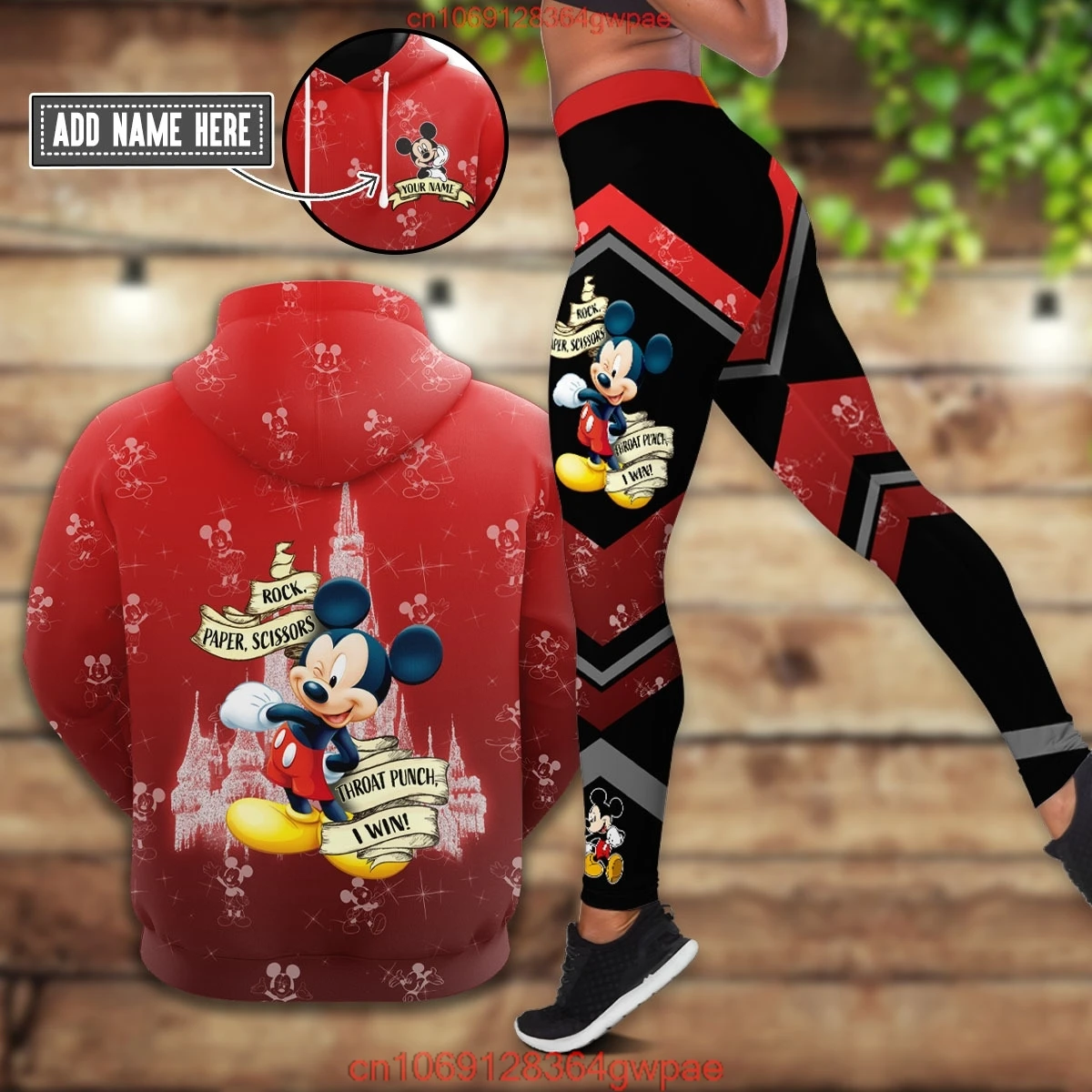 New Personalized Disney Mickey Mouse Minnie 3D Women\'s Hoodie and Leggings Suit Minnie Yoga Pants Sweatpants Fashion Sports Suit