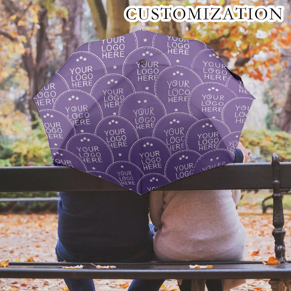Custom Print Folding Umbrella, Personalized Pattern Photo Customized Compact Travel Umbrella, Windproof Water Repellent UPF50+