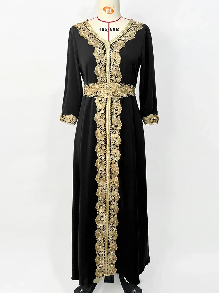 Eid Party Dress for Women Lace Dubai Arab Ramadan Abayas Caftan Kaftan Vestido Eid Muslim Woman Abaya Party Long Dresses 2024