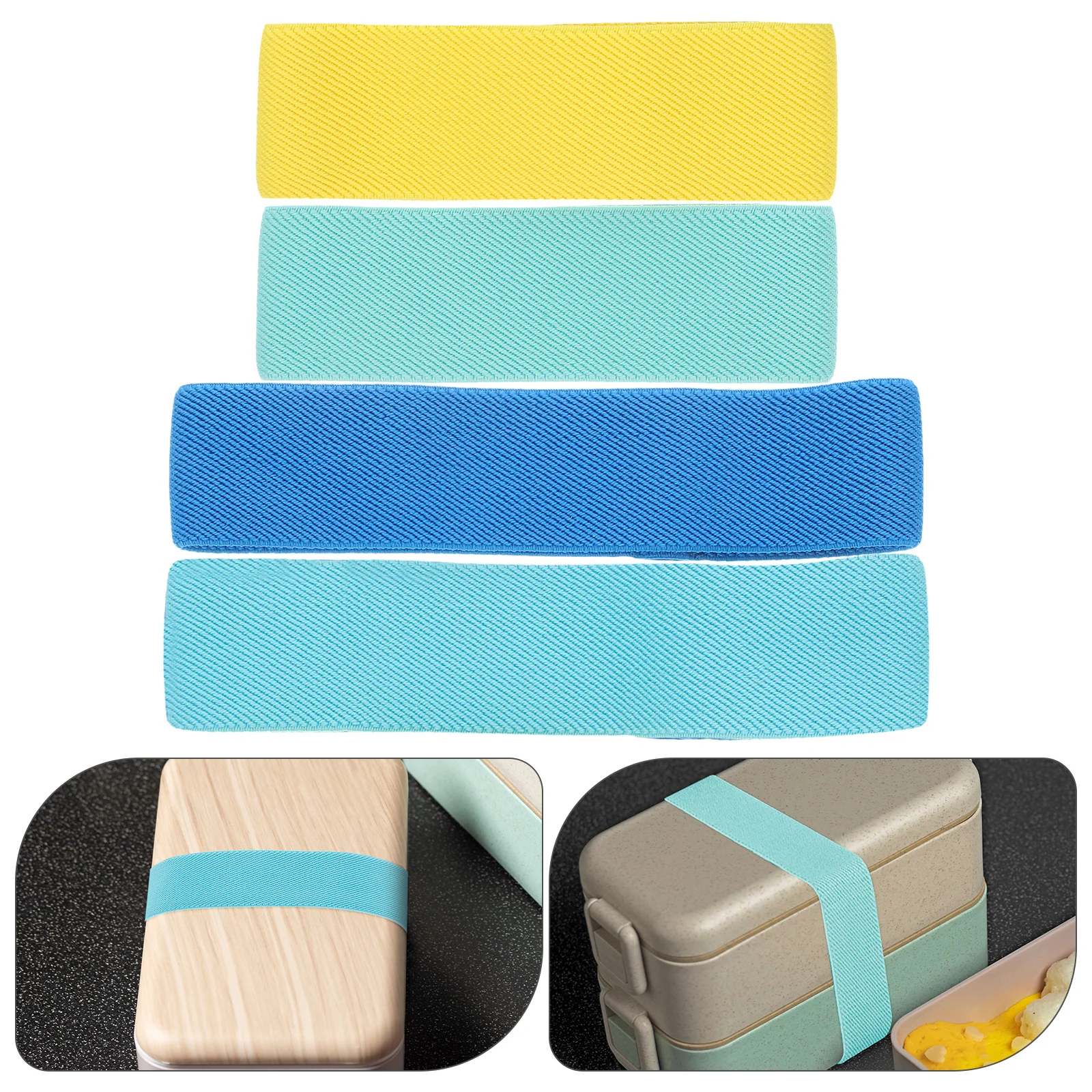 

4Pcs Lunch Box Elastic Straps Bento Tie Bands Adjustable Nylon Lunch Container Bundling Sealing Bands Fixing Loops Colorful