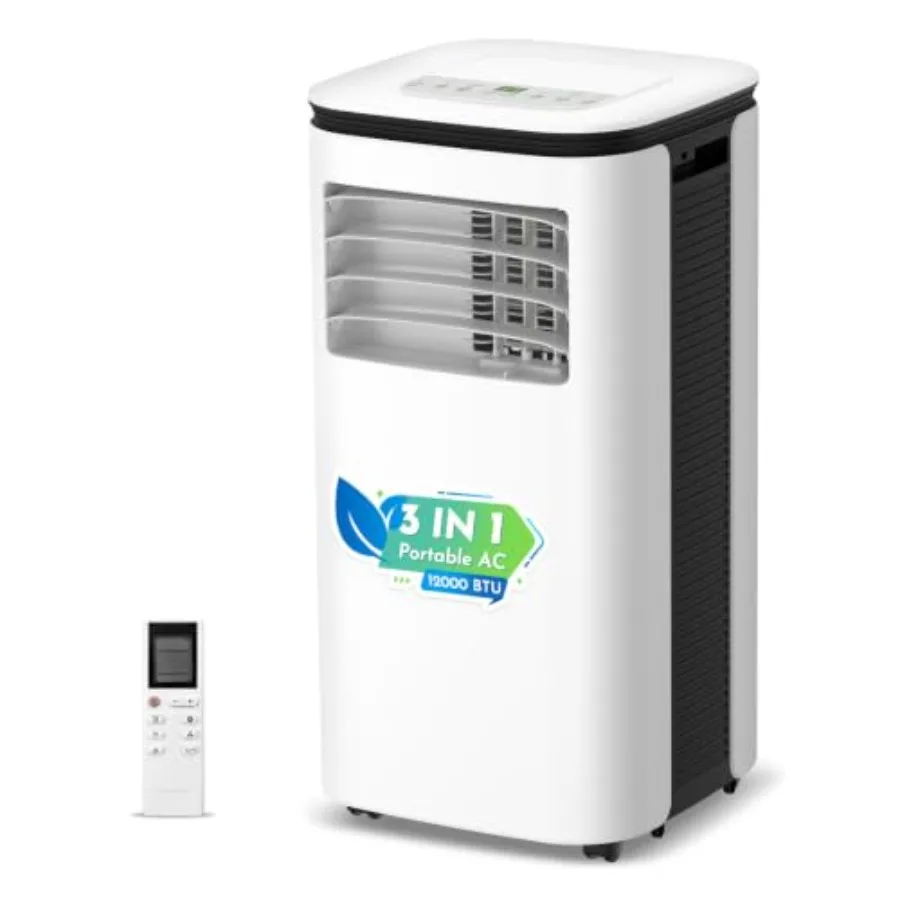Portable Air Conditioners 12000 BTU for bedroom apartment use, ABS plastic housing, white color, upgraded 3-in-1 cooling dehumi