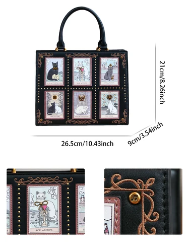 Imagen 2 del producto 2025 moda de gama alta novedad de verano bolso femenino diseño de nicho Tarot azulejo bolso de mano de gran capacidad Y2K lindo bolso de gato extraño ganancia