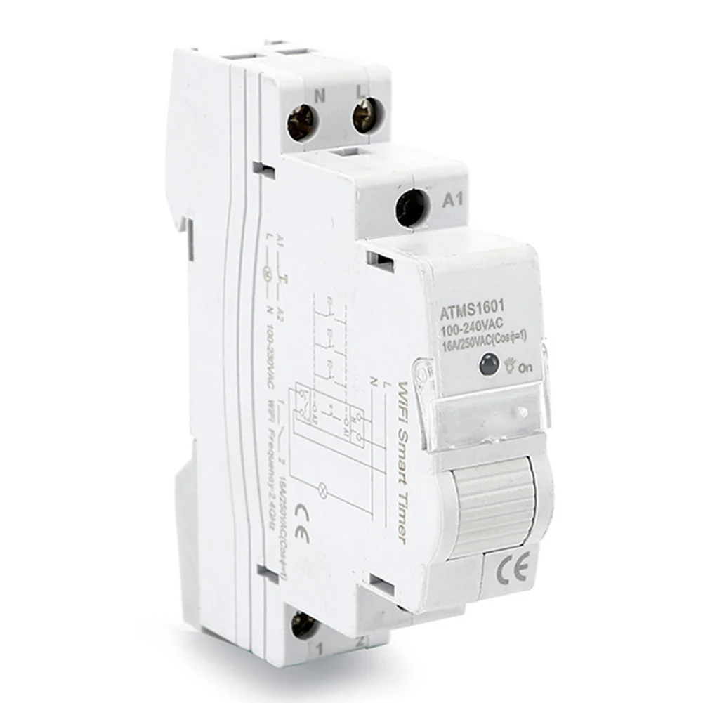WiFi Smart Timer ATMS1601 Wireless Smart WiFi Remote Control & Monitoring 100-240VAC 50/60Hz For Staircase Din Rail Time Switch