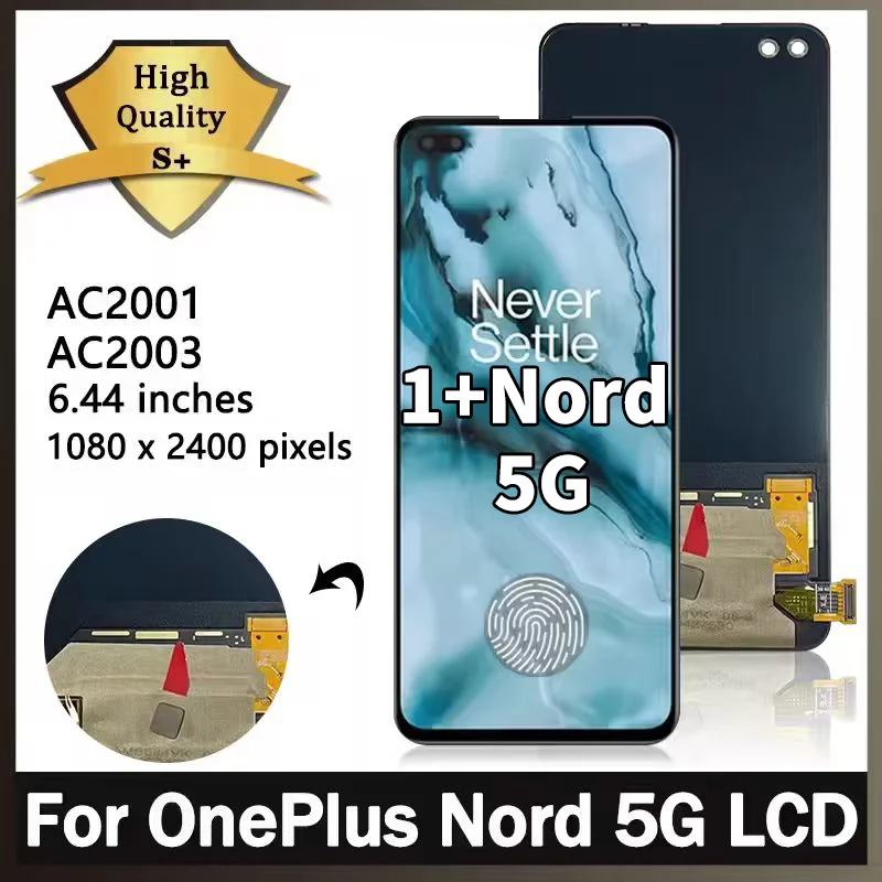 Super AMOLED For OnePlus One plus Nord LCD Display Touch Screen Digitizer Panel For 1+Nord 5G AC2003 AC2001 LCD Frame