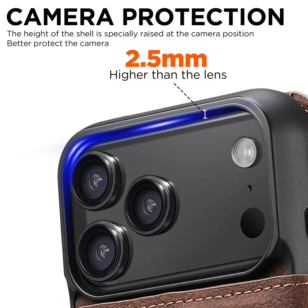 Magnetic Card Leather Case for iPhone 18 17 16 Pro Max 15 14 13  Advanced SenseShell All-inclusive Wear-resistant Anti-drop Case - view 6