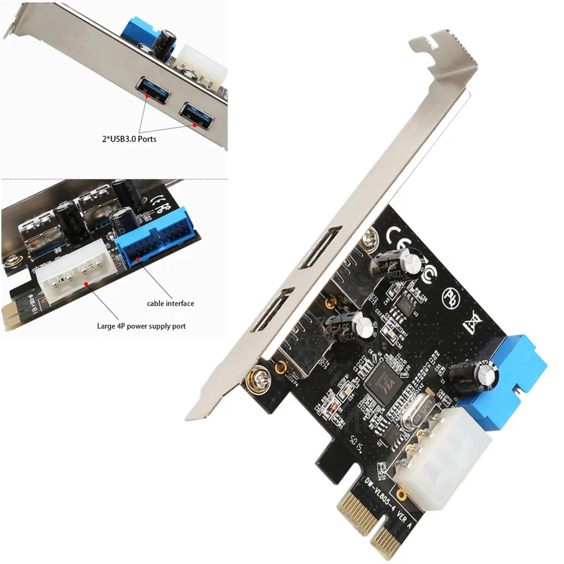 

VL805 chip USB3.0 HUB PCI-E Riser Card Splitter Adapter PCI E Sata Card Controller PCI-E to USB3.0 Expansion card Game PCIE Card