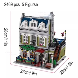 MINISO Disney City Street View Model Set Parisian Restaurant Apartment Building Blocks 2418pcs Bricks Compatible Toys Gift 10243