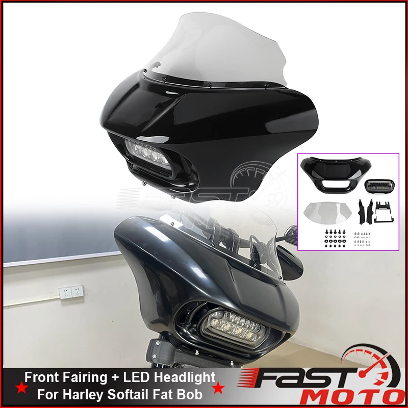 

Motorcycle High Low Beam Headlight Fairing Mask Windshield Cover For Harley Softail Fat Bob FXFB 2018-19 Fat Bob 114 FXFBS 18-24