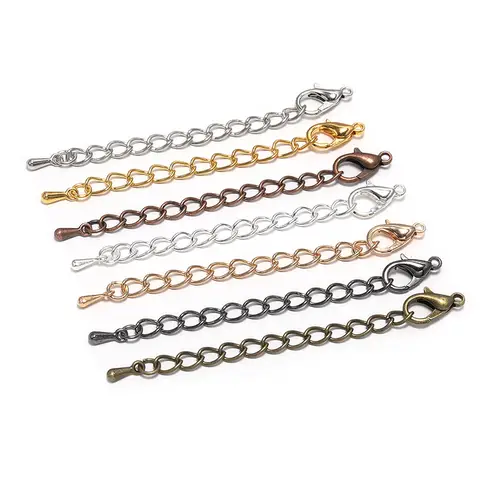 30pcs/lot 5/7cm Extended Extension Tail Chain With Lobster Clasps Connectors For DIY Bracelets Necklaces Jewelry Making Material