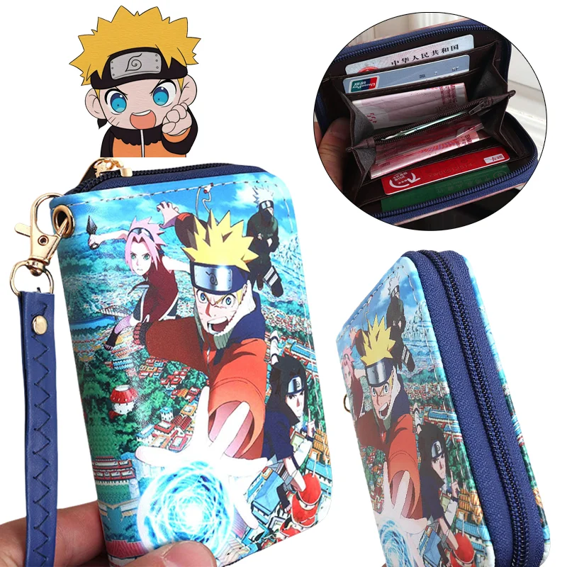 

Кошелек для монет Наруто, модный короткий кошелек из искусственной кожи, сумка на молнии, мультяшная студенческая сумка для денег, держатель для ключей, кошелек для хранения