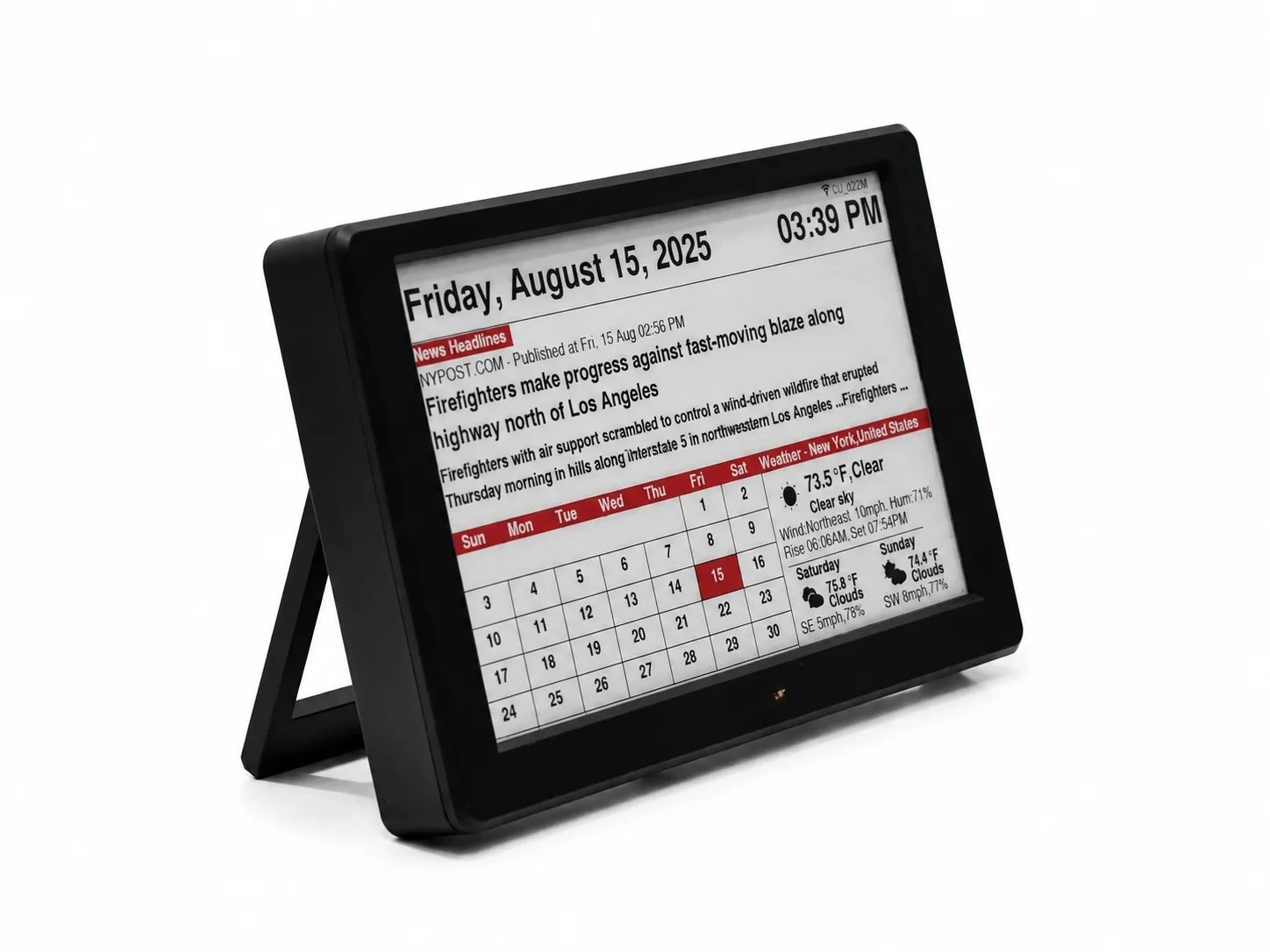 Smart Desktop Display 4 City World Clock, real-time weather news, automatic updates, office tools