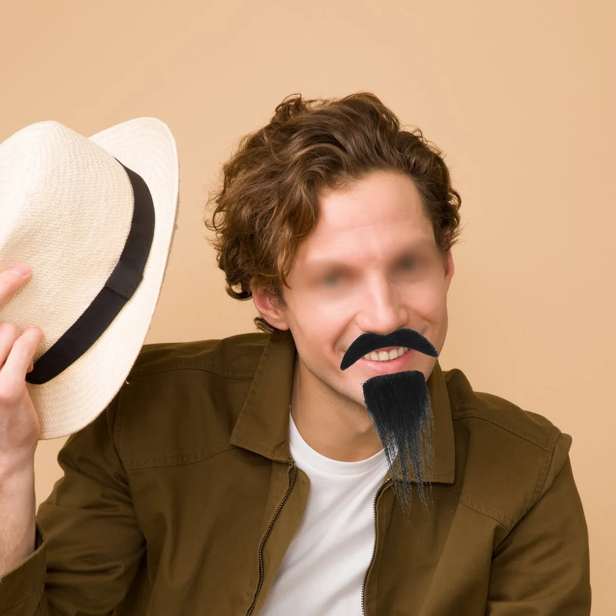 Fake Beard Props Black Self-Adhesive Realistic Cosplay Mustache For Halloween Party Costume Accessory Simulation Beards