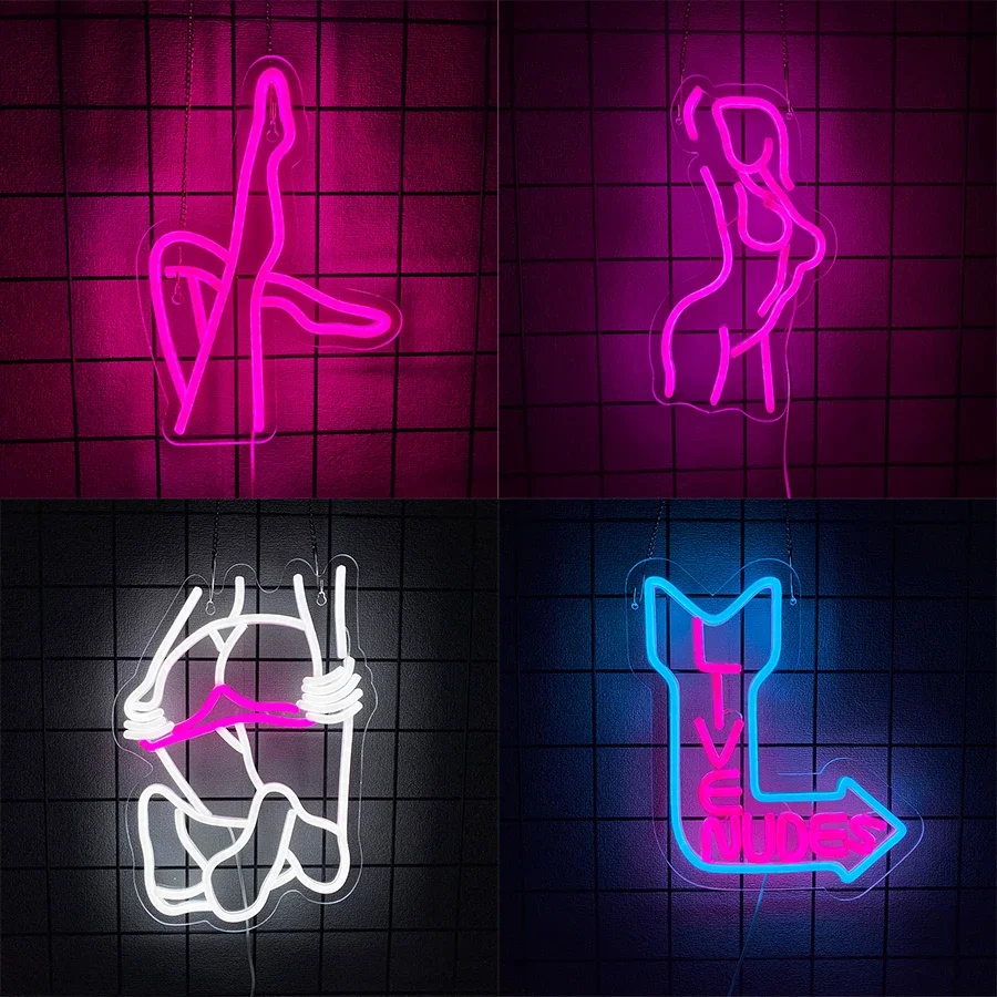 

Аксессуары для спальни, домашний декор, кавайная дверная вывеска на стену, украшение для работы, неоновый вход, светодиодные фонари Live Man Art Nudes