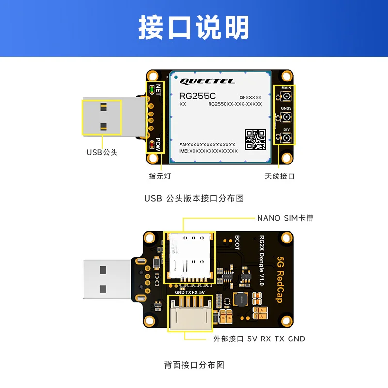 وحدة Redcap للاتصالات ، بوابة إنترنت الأشياء ، واجهة USB ، سرعة عالية ، ابتعد ، 5g ، Rg255c