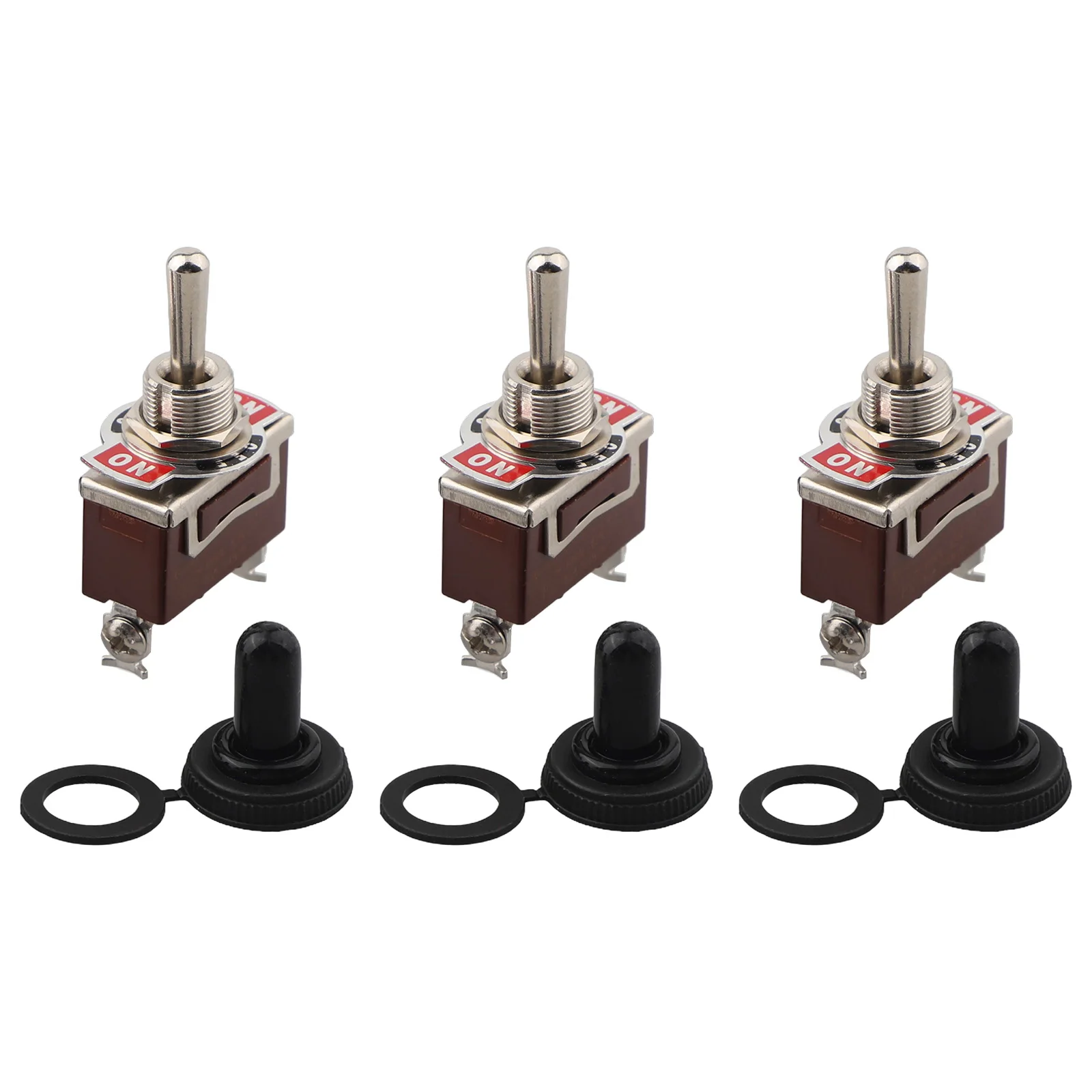 Set of 3 Waterproof Momentary For Toggle Switch SPDT On-Off-On Heavy Duty Rated 20A 125VAC 15A 250VAC with Screw Terminal Wiring