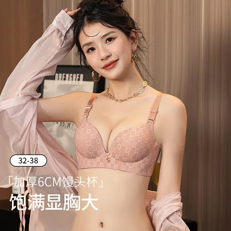 

2025 New Girl's 6cm thickened Bra Steamed Bread Cup Adjustable Underwear No Steel Ring Breast Lingerie push up Bras