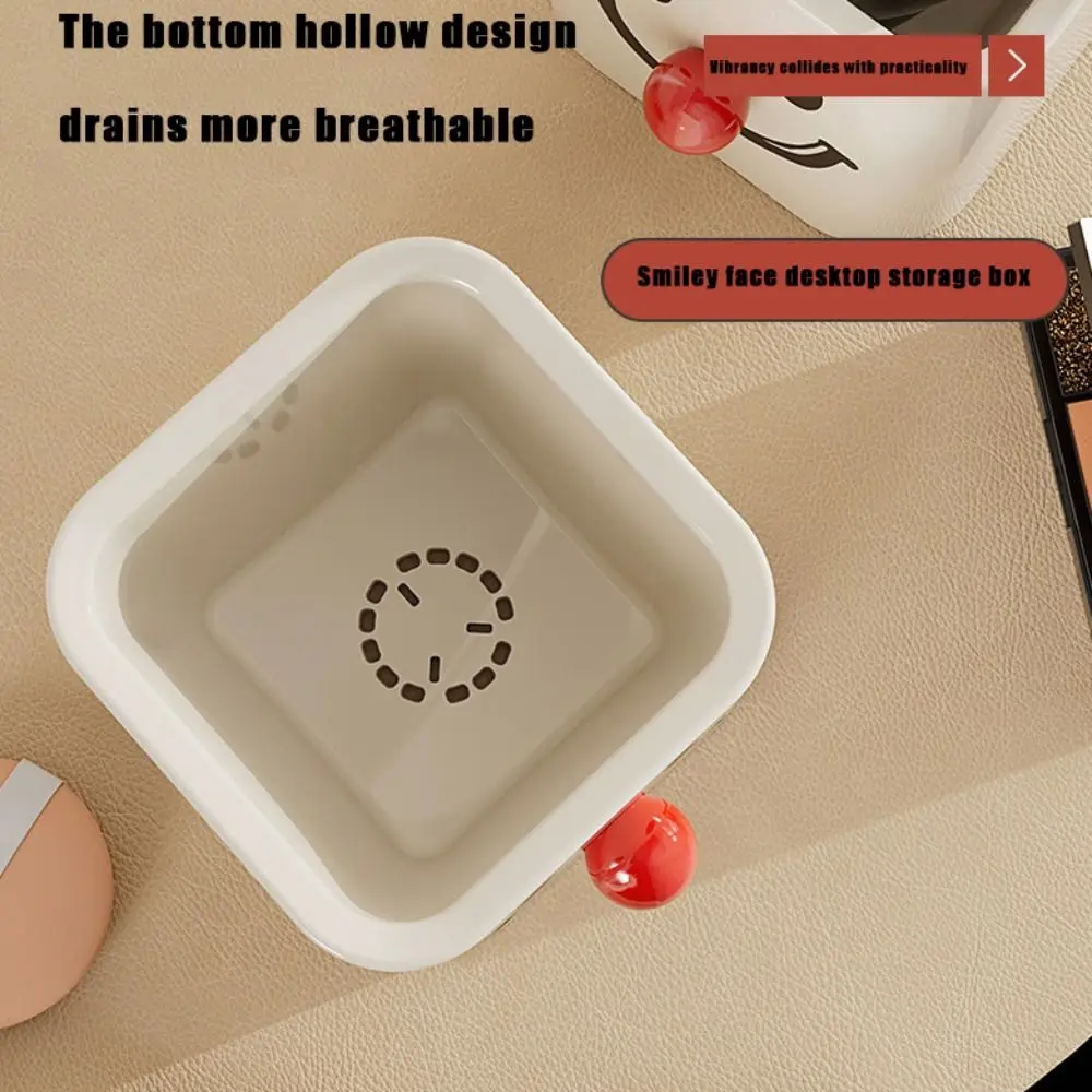 Smiling face pattern pen container Bottom hollowing Light weight Stationery Case pp Waterproof Desktop Storage Box School
