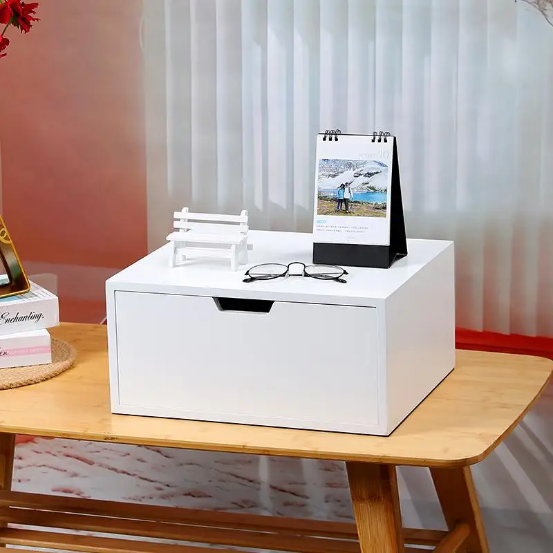 

Desktop drawer type three-layer storage box locker wood